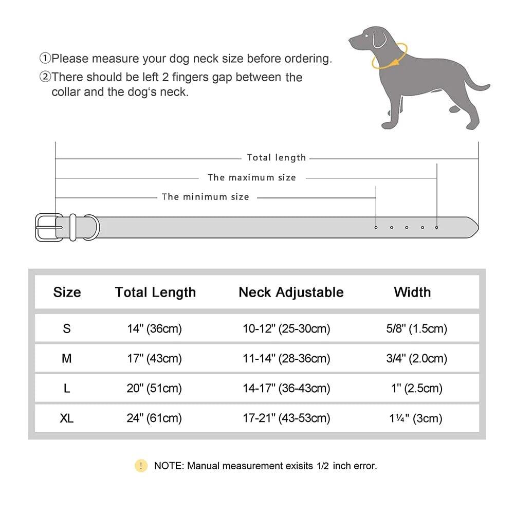 Willow Dog Collar Sizes